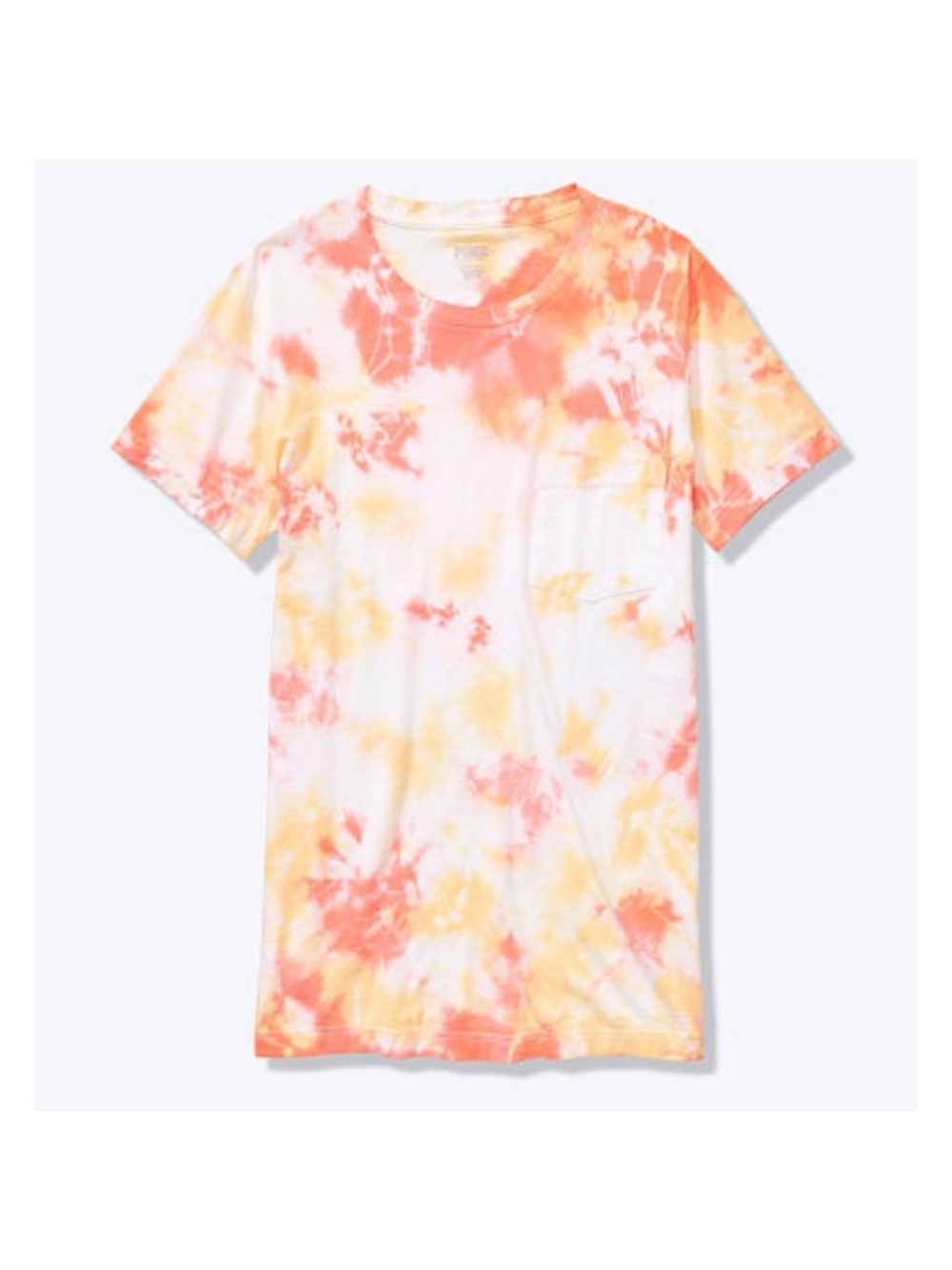 PINK Victoria's Secret White Orange & Yellow Tie-Dye Pocket Tee